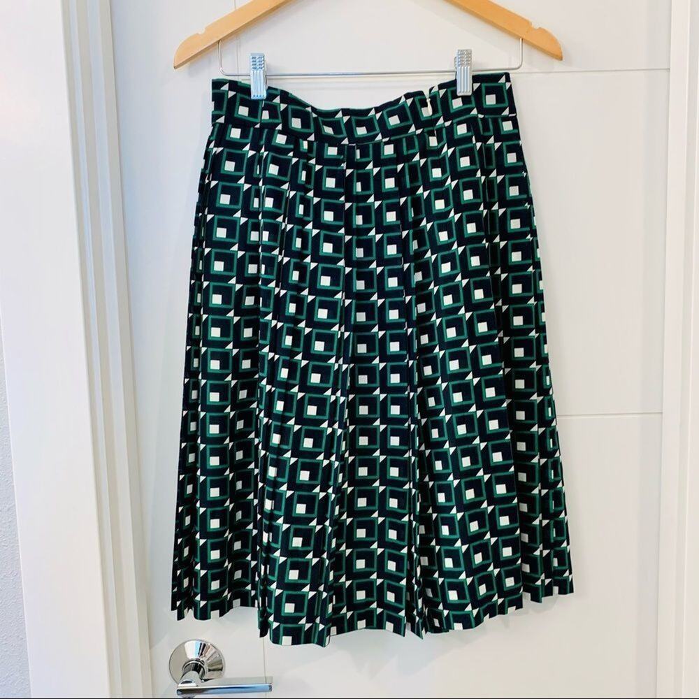 J.Crew Tiered Geometric Skirt 2 Green Navy